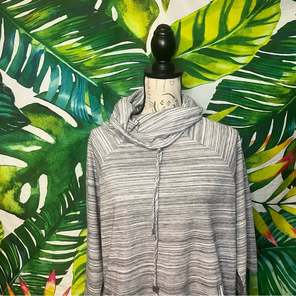 Anne Klein Very Oversize Medium Grey Pullover Cowl Neck Sweatshirt Lounge Comfy